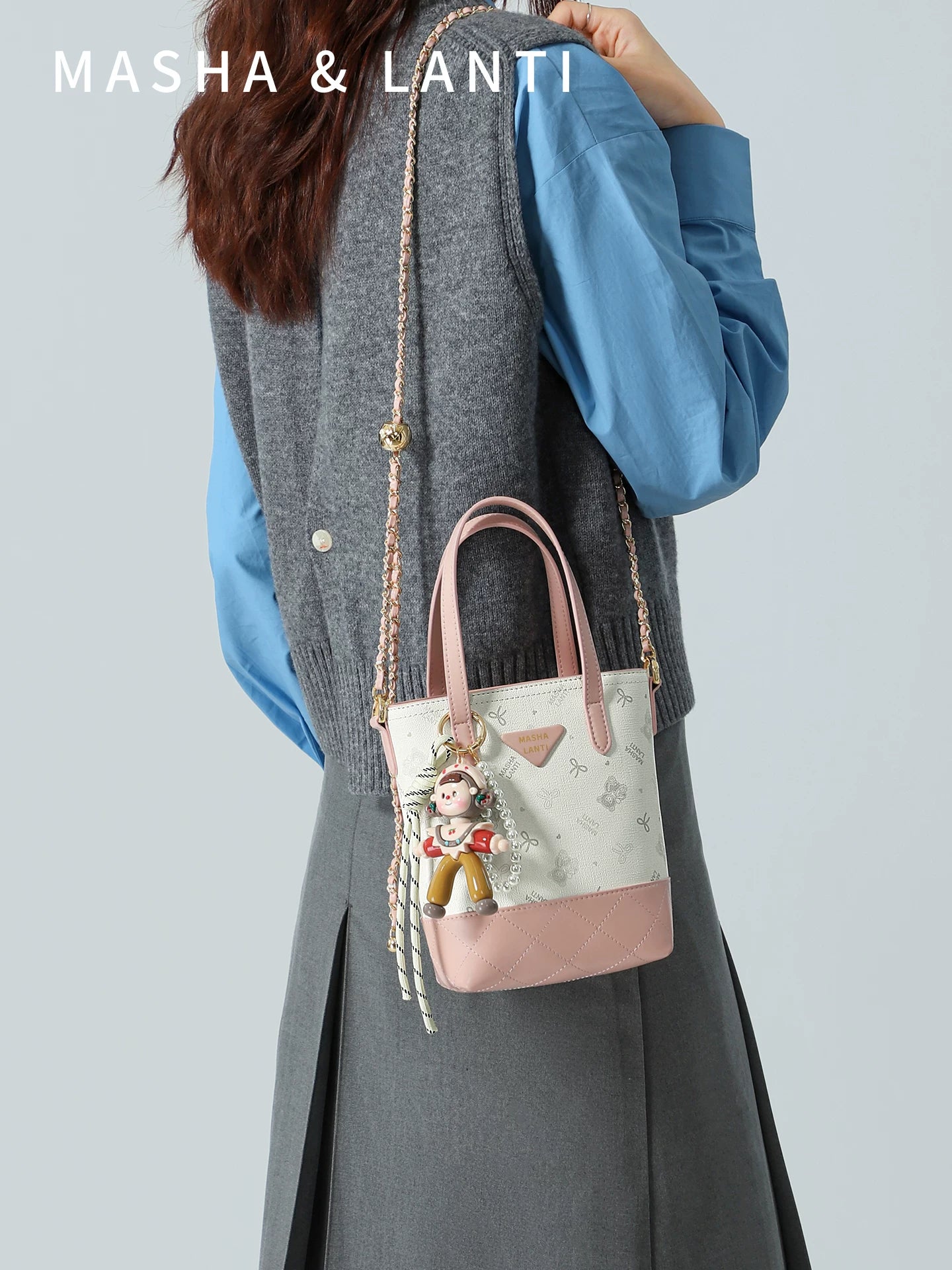 Masha Lanti Chain Bear Crossbody Bag