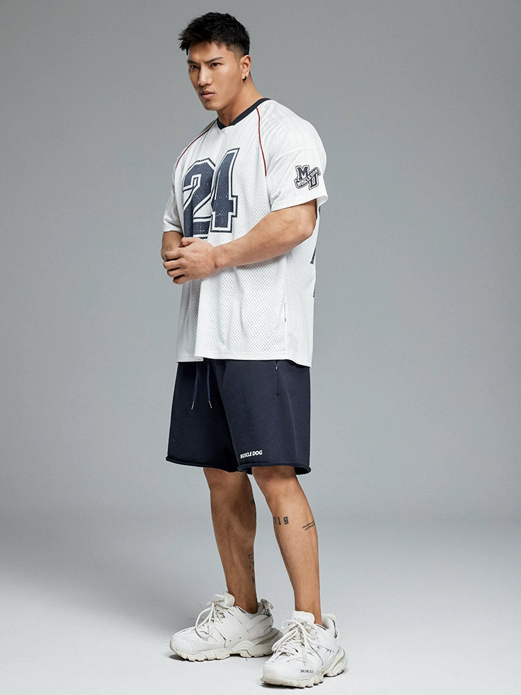 Muscle Dog Contrasting Football Collar Loose Tee