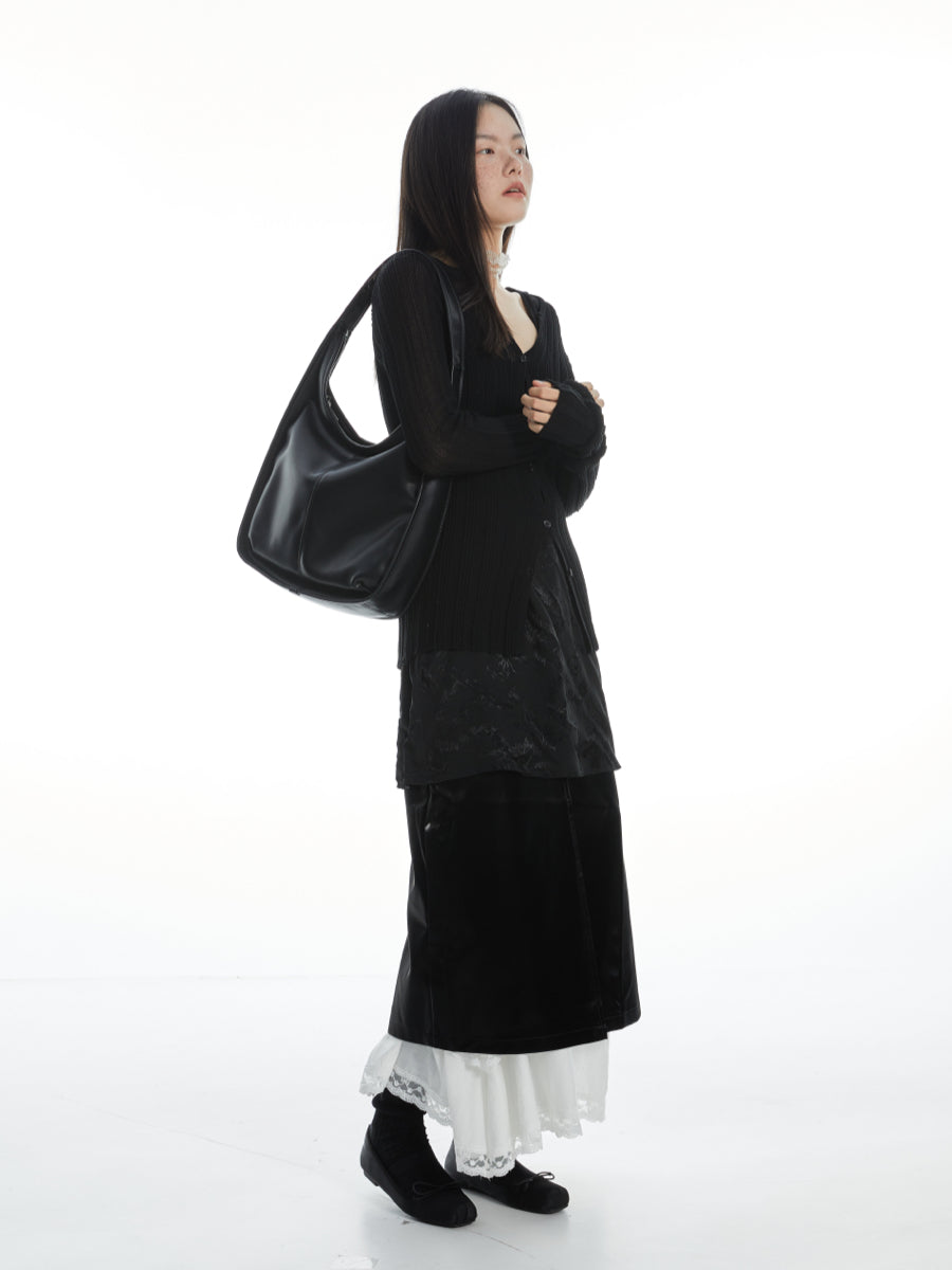 DirtySix Black Swan Minimalist Lines Wide Strap One Shoulder Soft Pitot Bag