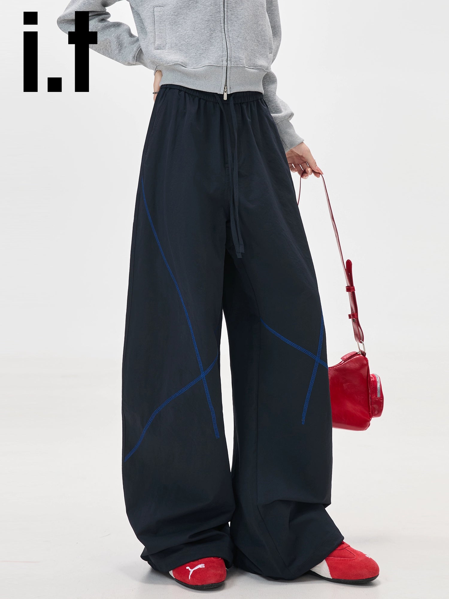 IT: CHOCOOLATE Striped Loose Wide Leg Pants