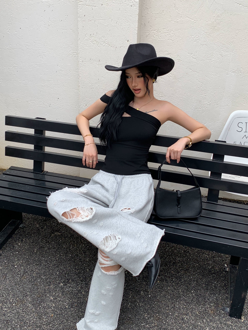 Audwyn Ripped Straight Skinny Versatile Sweatpants
