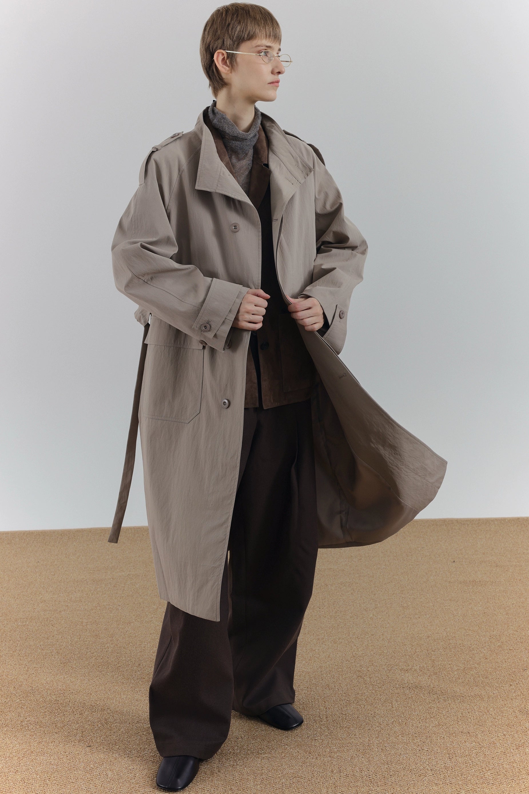 COLN Retro Premium Fake Two-piece Trench Coat