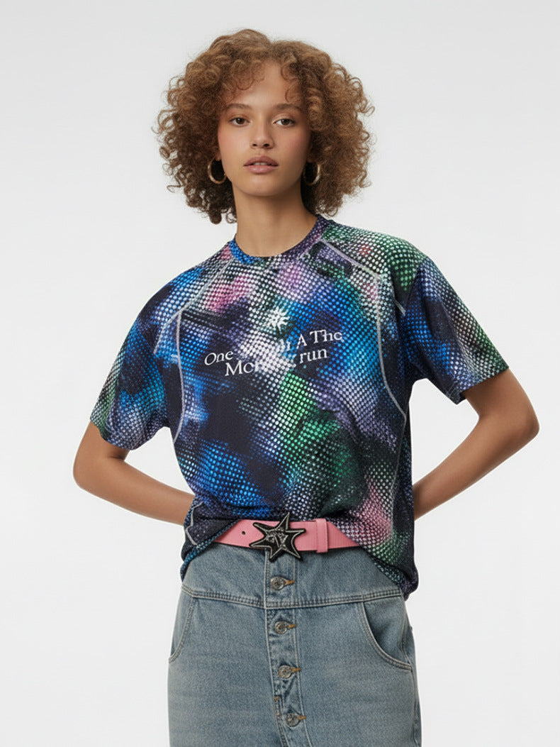 Inflation Tie-Dye Digital Printing Sports Short Sleeve T-Shirt