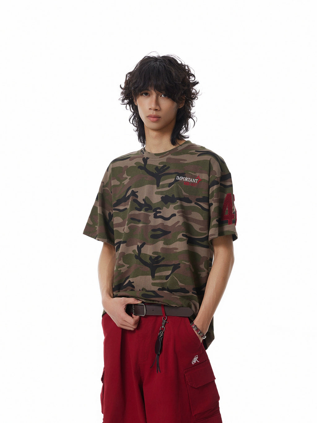 BTSG Niche High Street Embroidery Washed Camouflage Oversized Tee