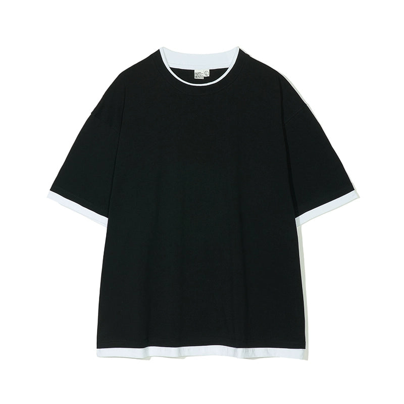 PARTIMENTO Loose Casual Short Sleeve Laminated Tee