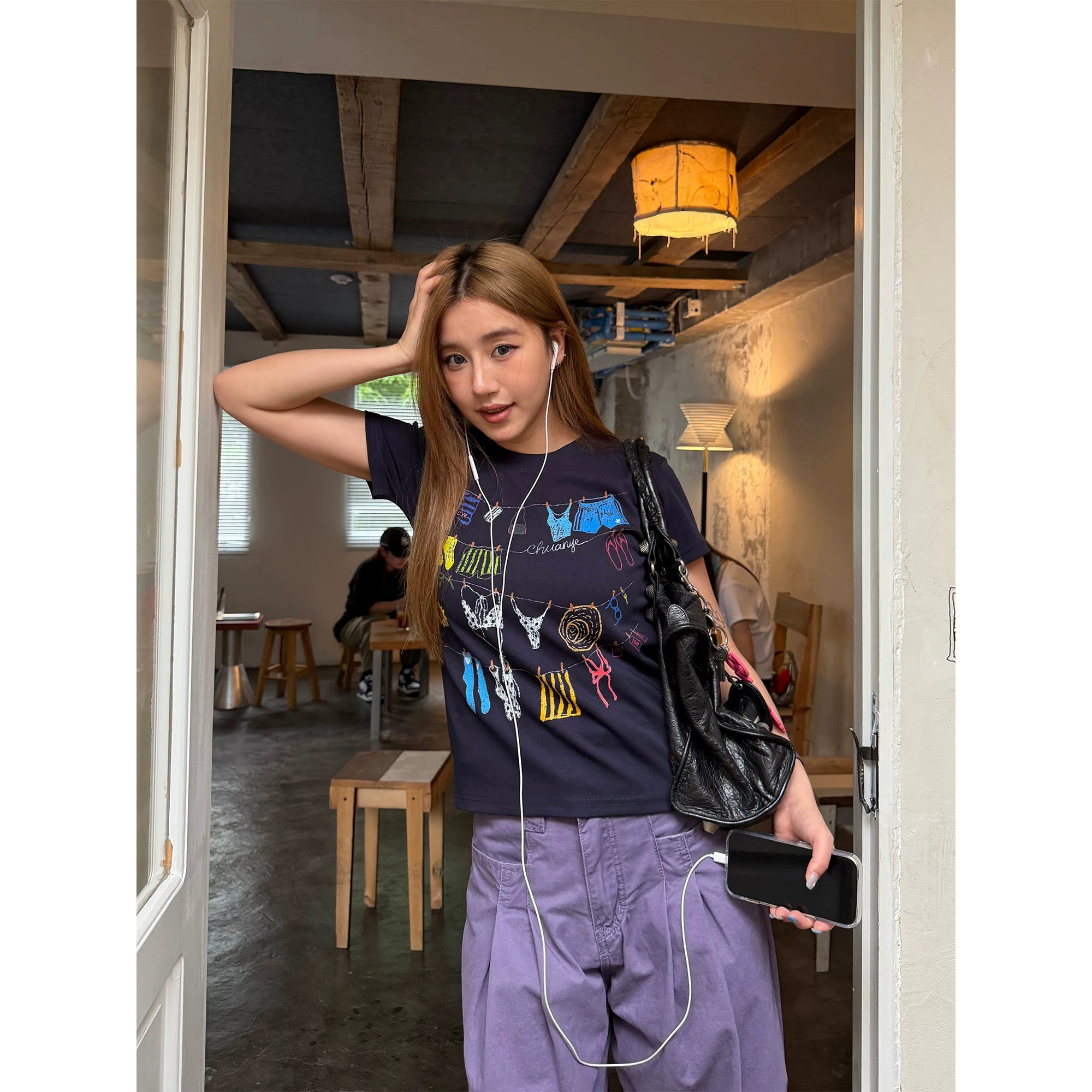 CCYE Graffiti Print Front Shoulder Tee