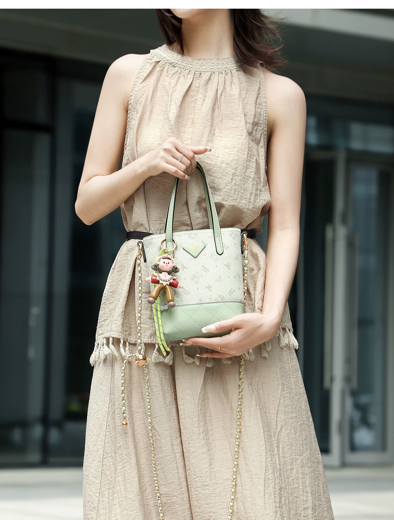 Masha Lanti Chain Bear Crossbody Bag