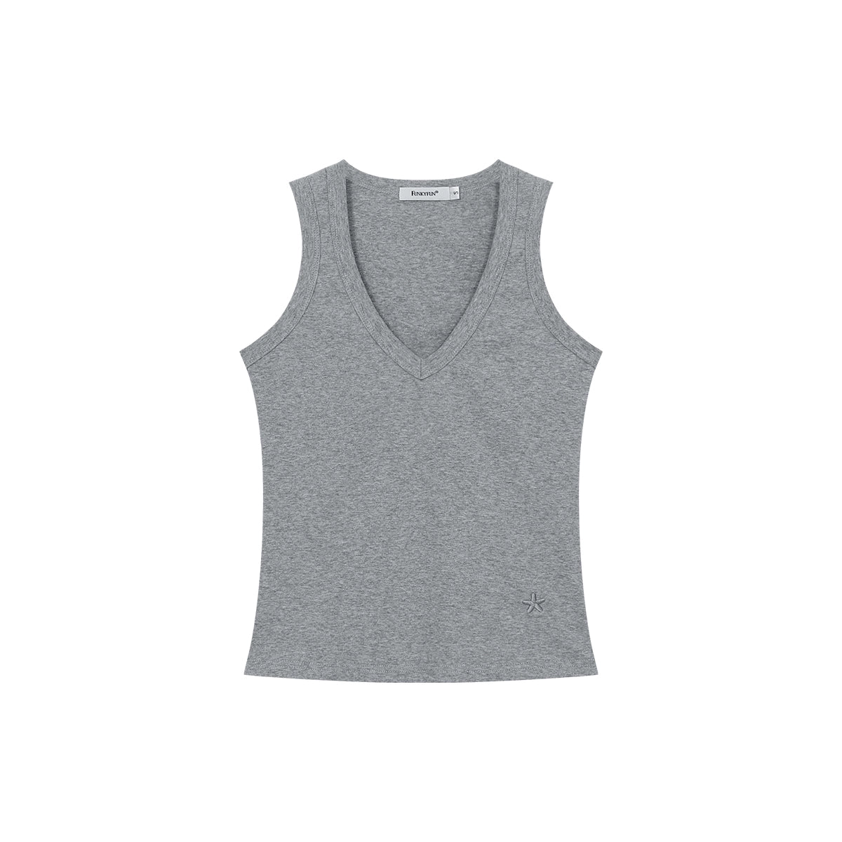 FUNKYFUN V-neck Embroidered Waist Sleeveless Vest of The Same Color