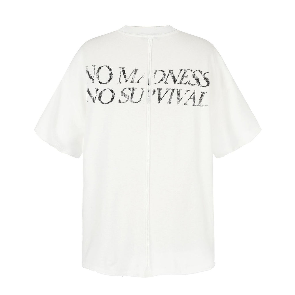 11KN Vintage Loose Letter Print Casual Tee