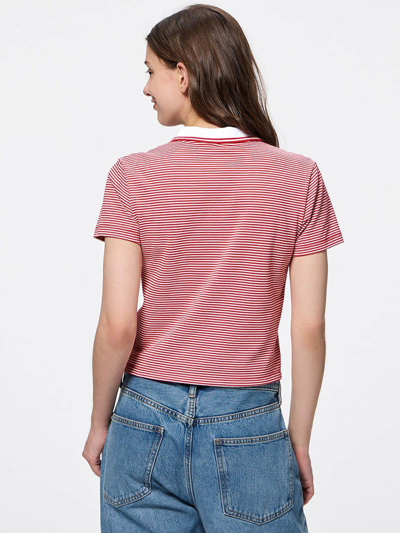 GU Striped POLO Shirt Slim-fit Short