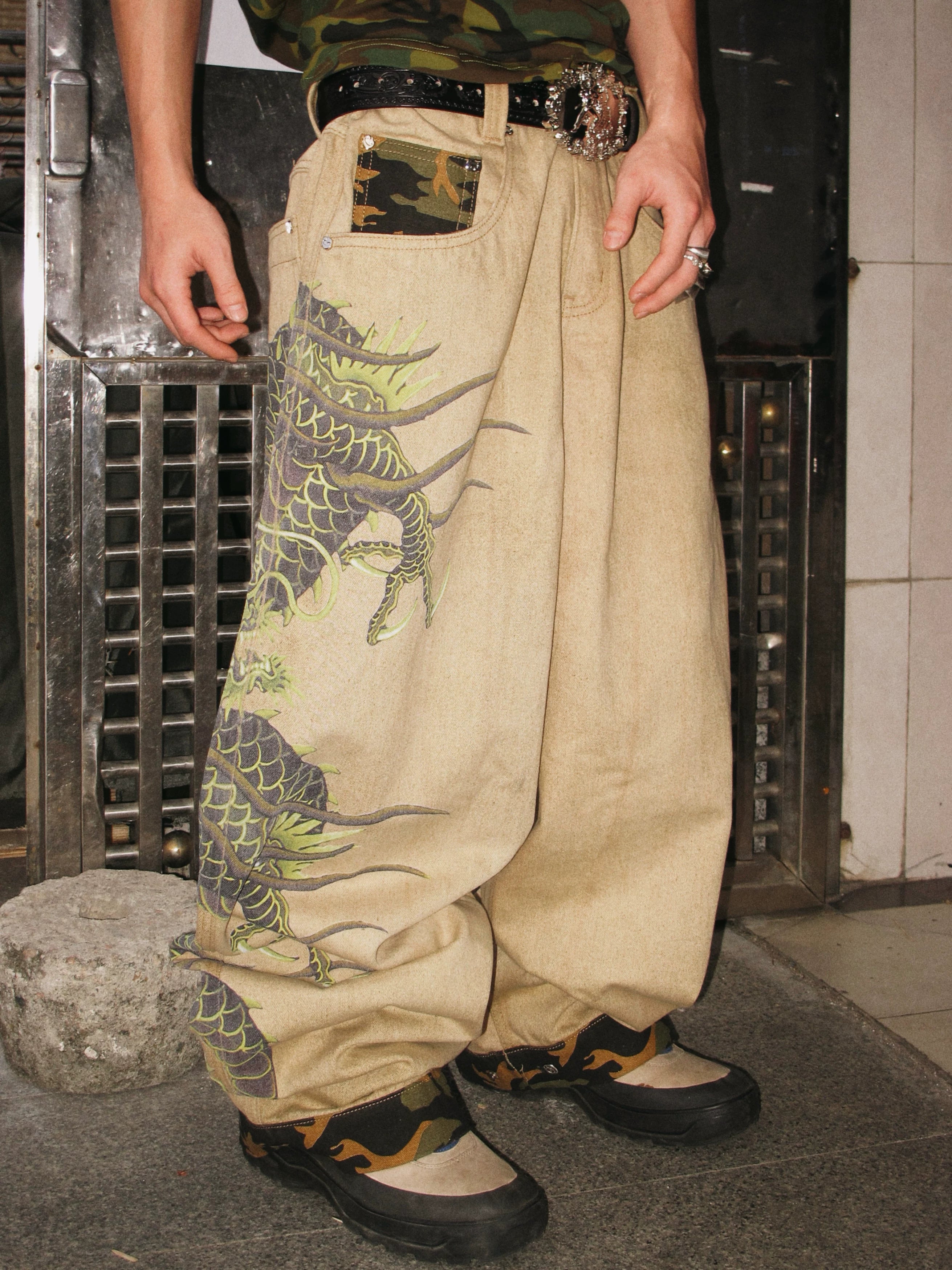 Game One Khaki Camo Dragon Jeans