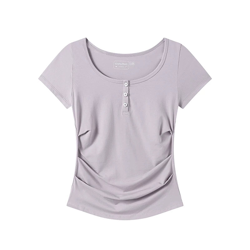 CryingCenter Round Neck Pleated Tee