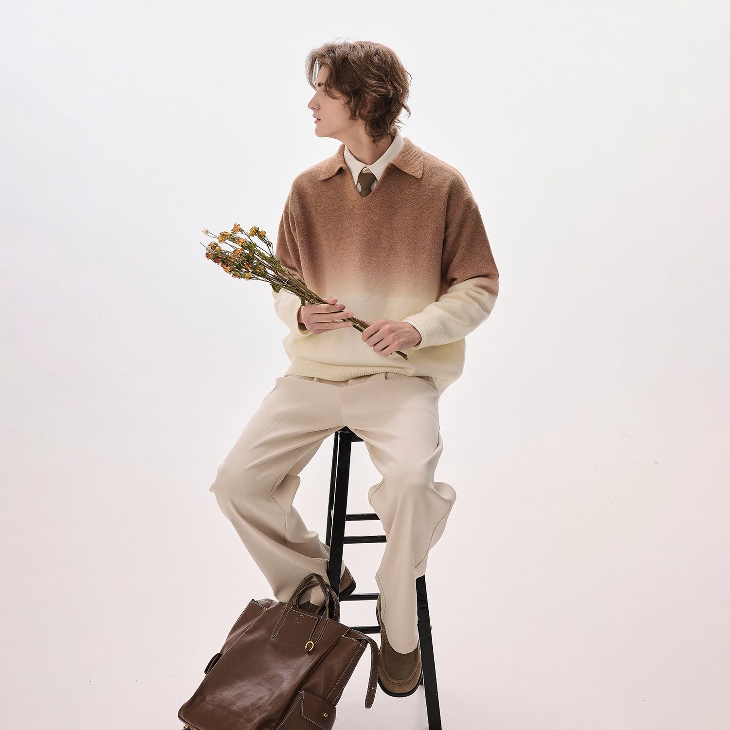 CHOR V Neck Lazy Style Casual Knitted Sweater