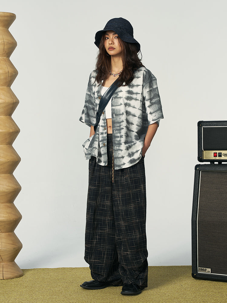 OSCILL oscillating industrial, ink tie-dye Cuban Shirt