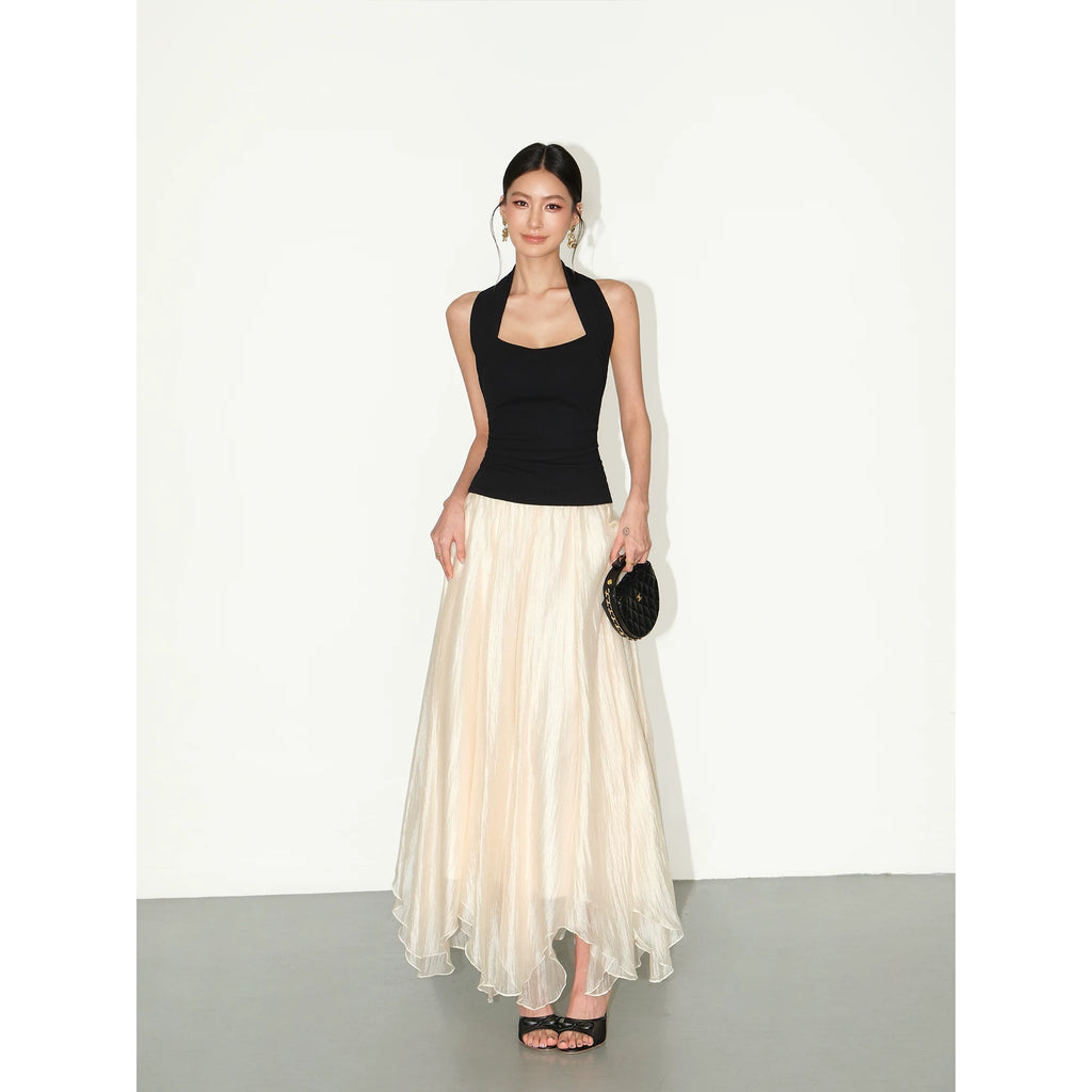 NEVA HU Temperament Elegant Yarn Skirt