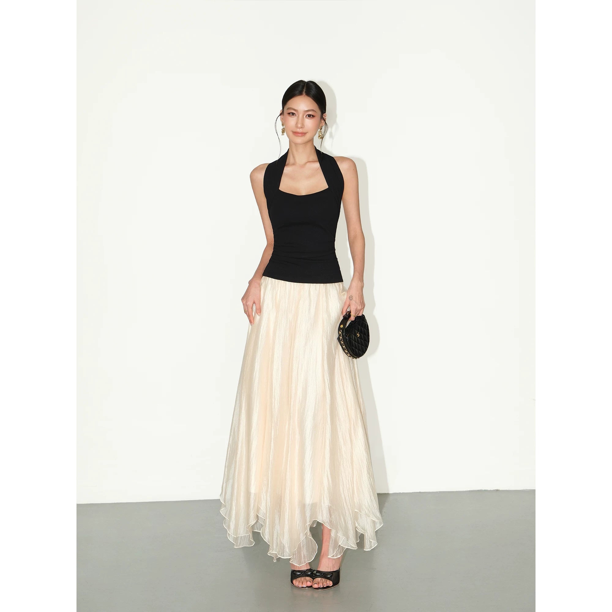 NEVA HU Temperament Elegant Yarn Skirt