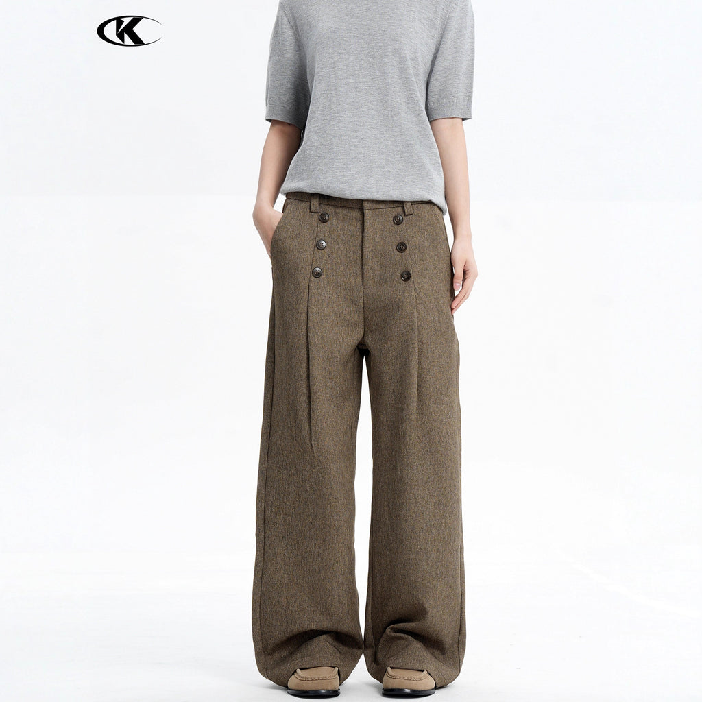 11KN Retro Pleated Loose and Thin Trousers