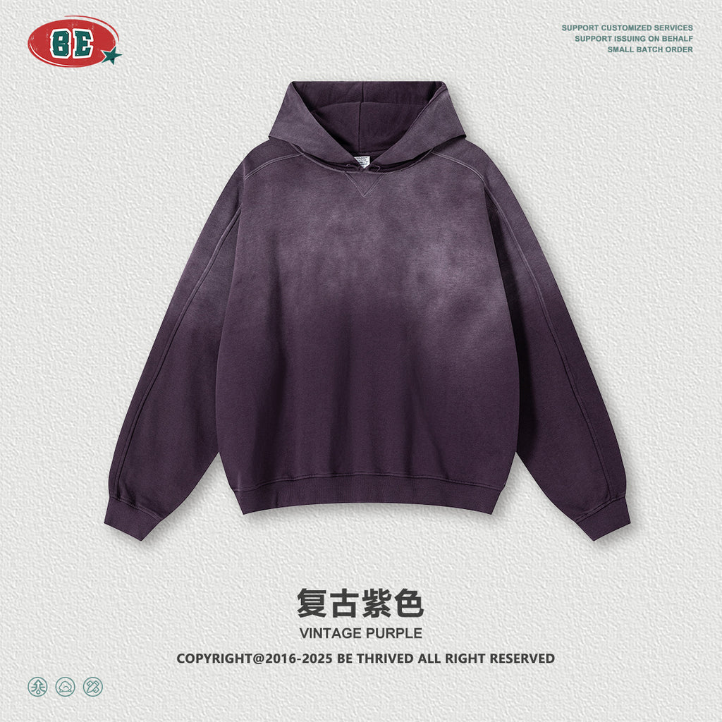 BE Old Made Dirty Silhouette Shoulder Loose Hooded Sweater