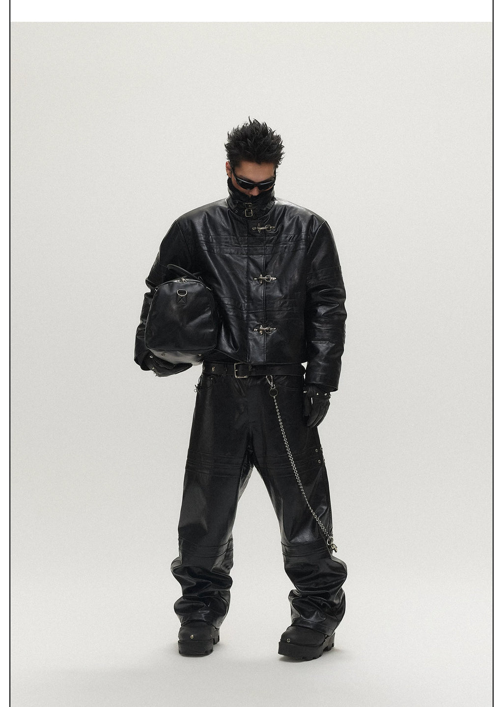 SGWCULT Stitched Silhouette Niche Leather Jacket