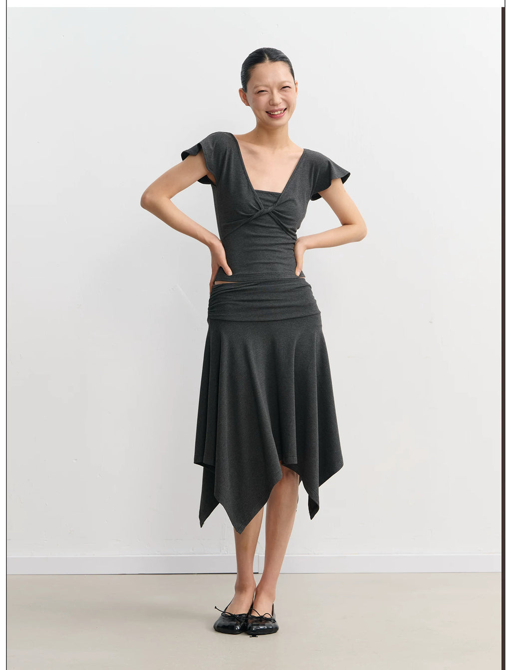 LINY LIBERTY Lotus Leaf Edge Waist Tee Skirt Set
