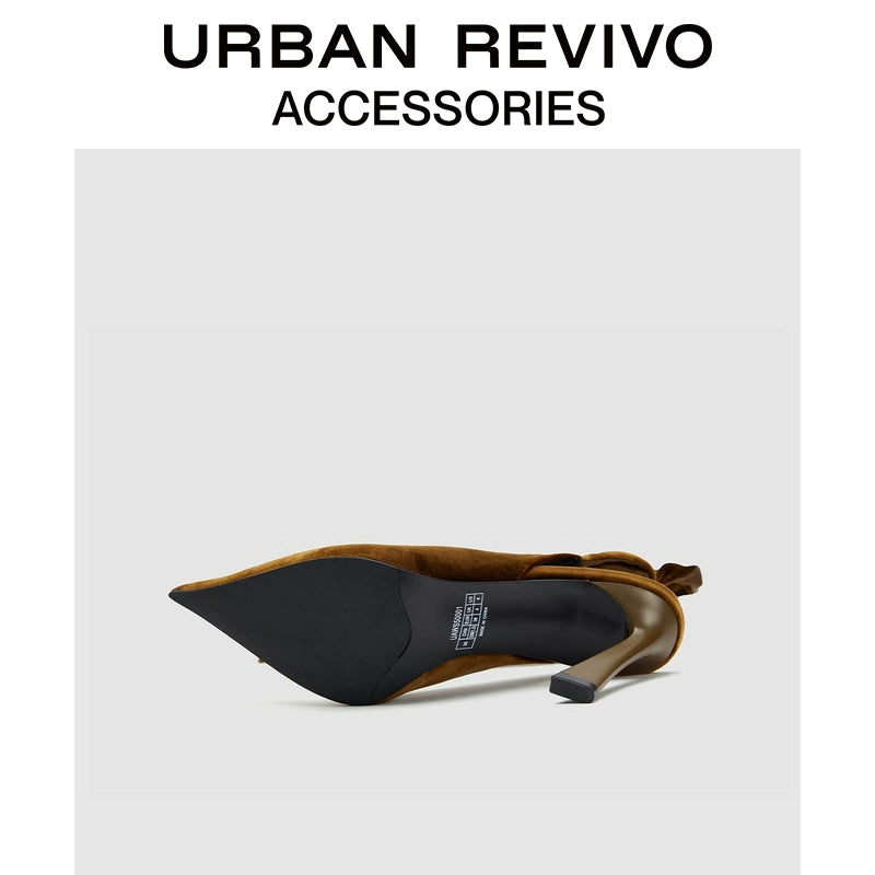URBAN REVIVO Pointed Velvet Straps High Heels Empty Shoes