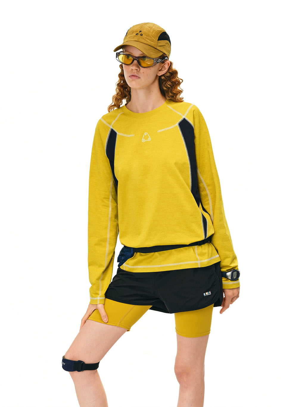 FPA Contrasting Color Splicing Loose Round Neck Long Sleeve