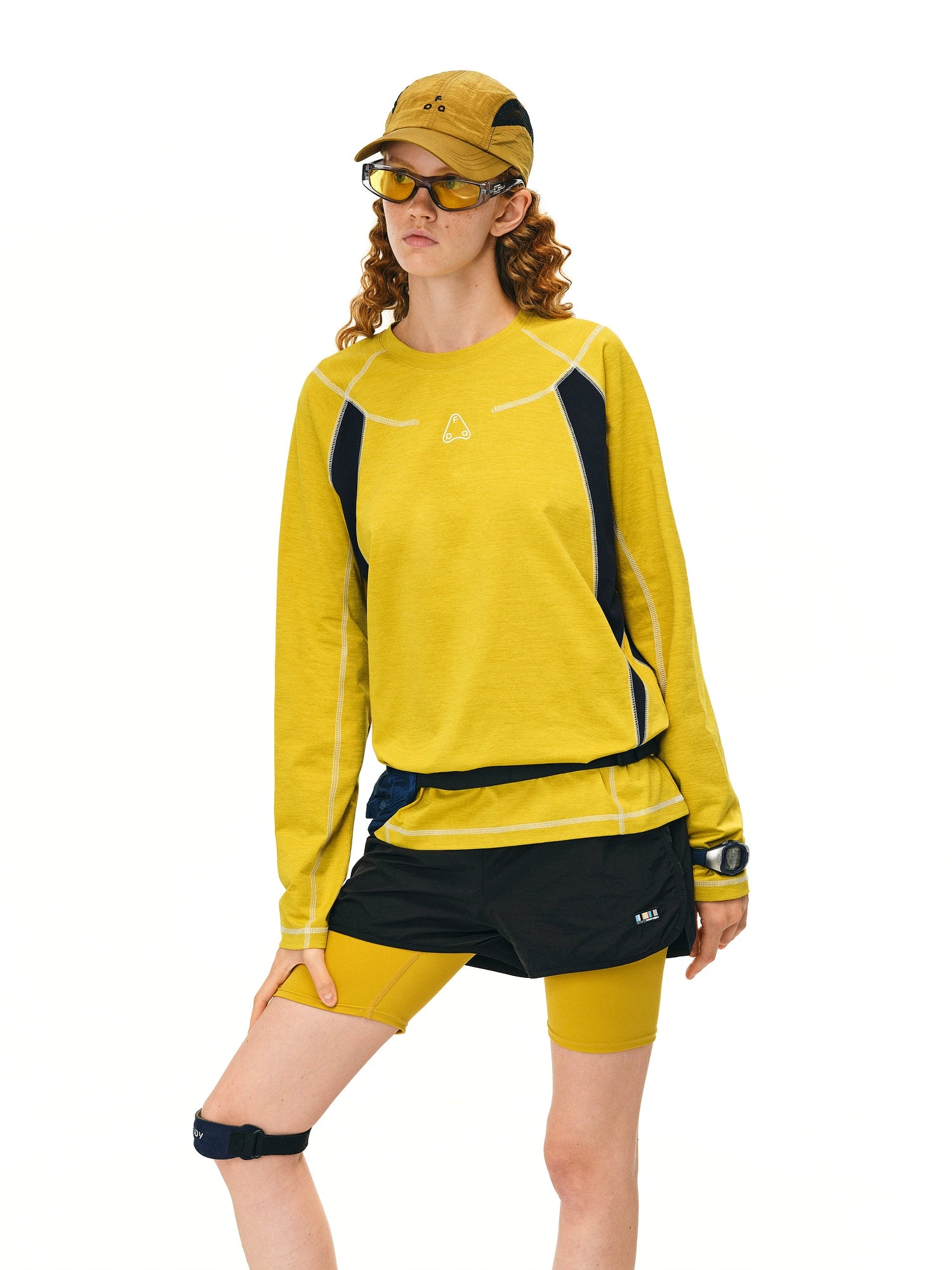 FPA Contrasting Color Splicing Loose Round Neck Long Sleeve