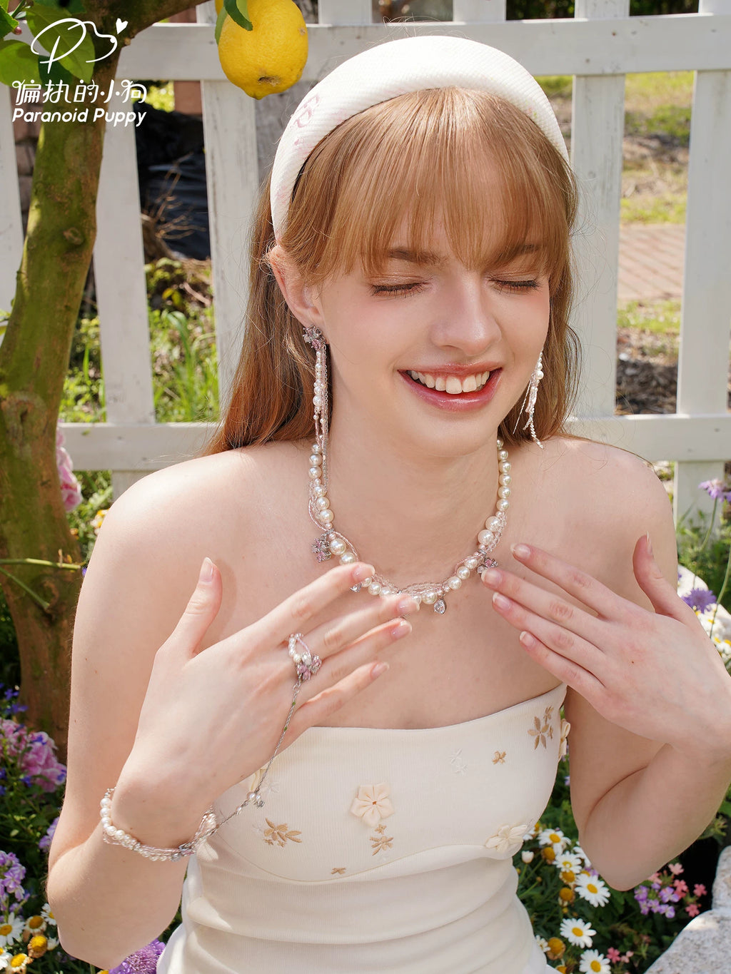 PP Long Cherry Blossom Fringed Earrings