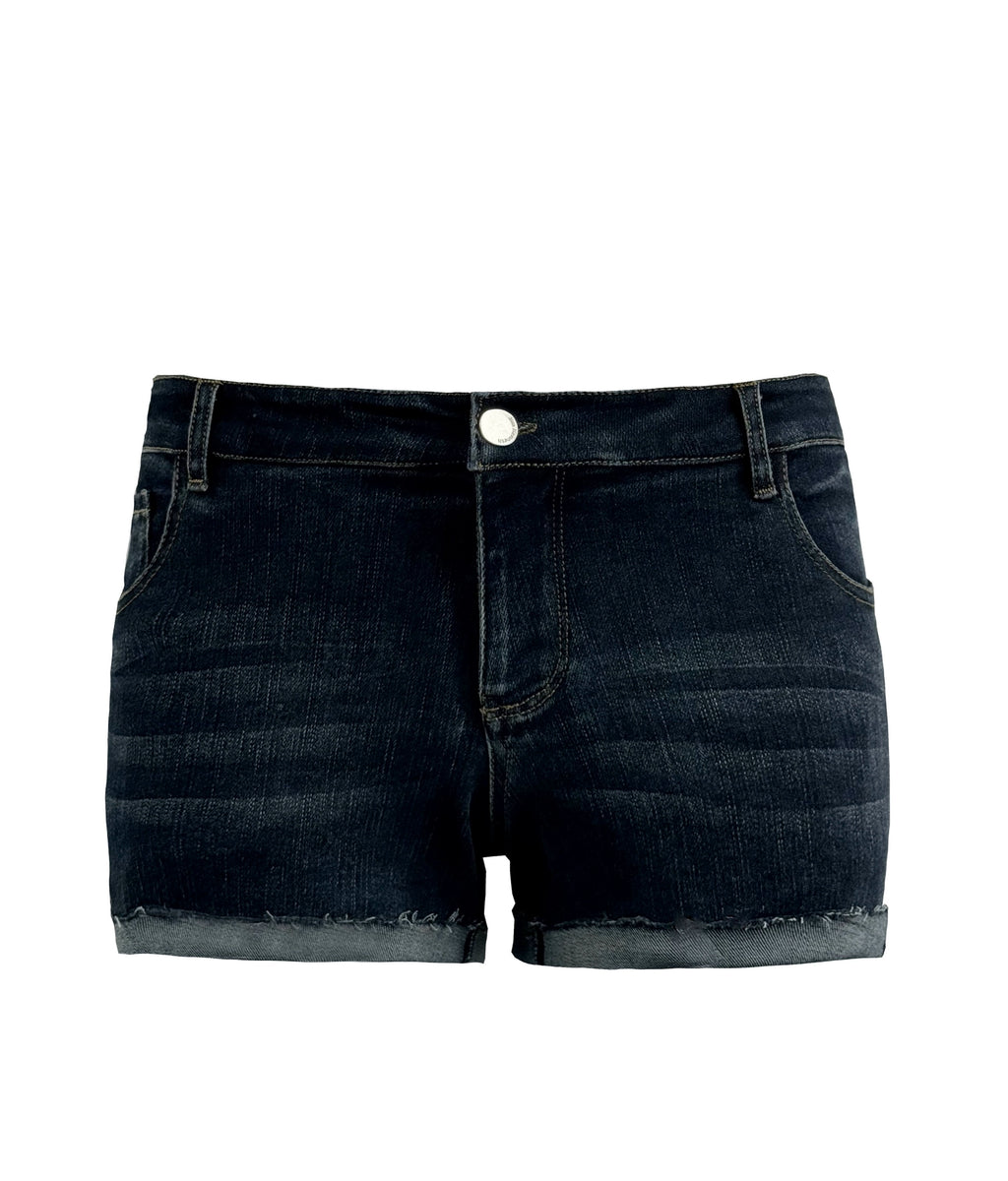 Jim Kennet Low Waist Hip-Wrapped Curled Denim Shorts