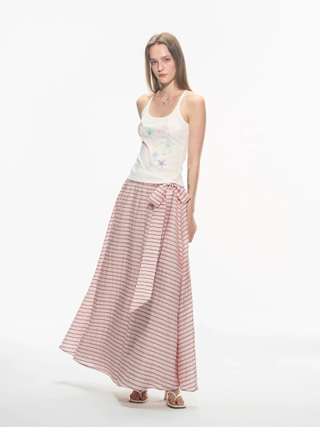 THELIGHT Striped Loose Breathable Strap Dress