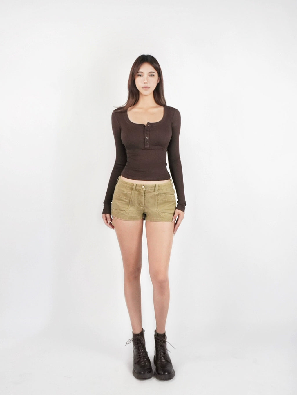 Jim Kennet Basic U-Neck Stretch Slim Henry Long Sleeves