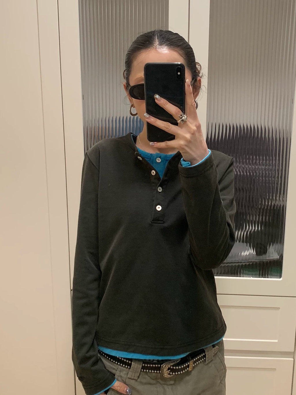 MMBBT Button Embroidery Simple Long Sleeve