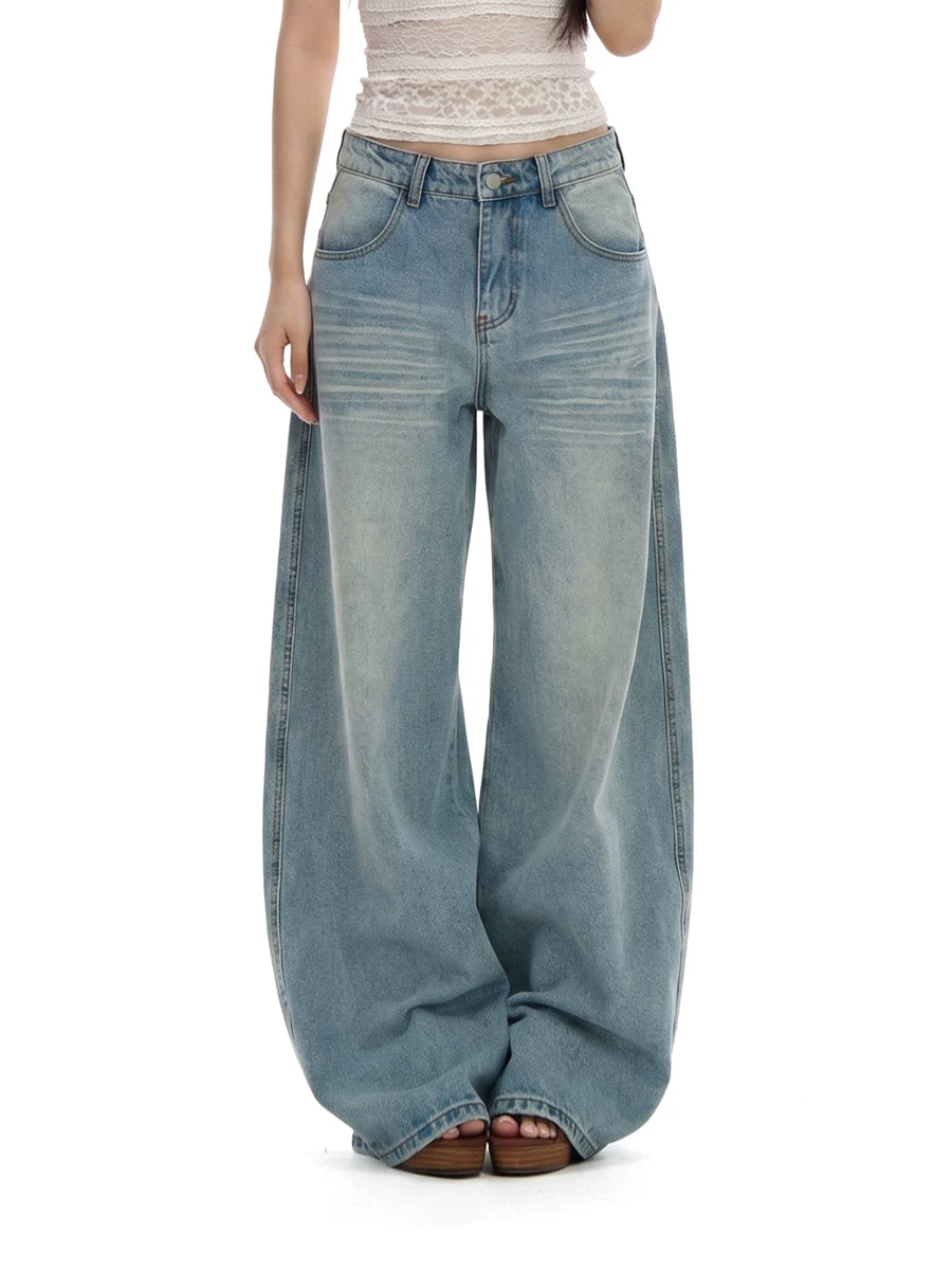WITHMIN Vintage Straight Wide Leg Floor Mopping Jeans
