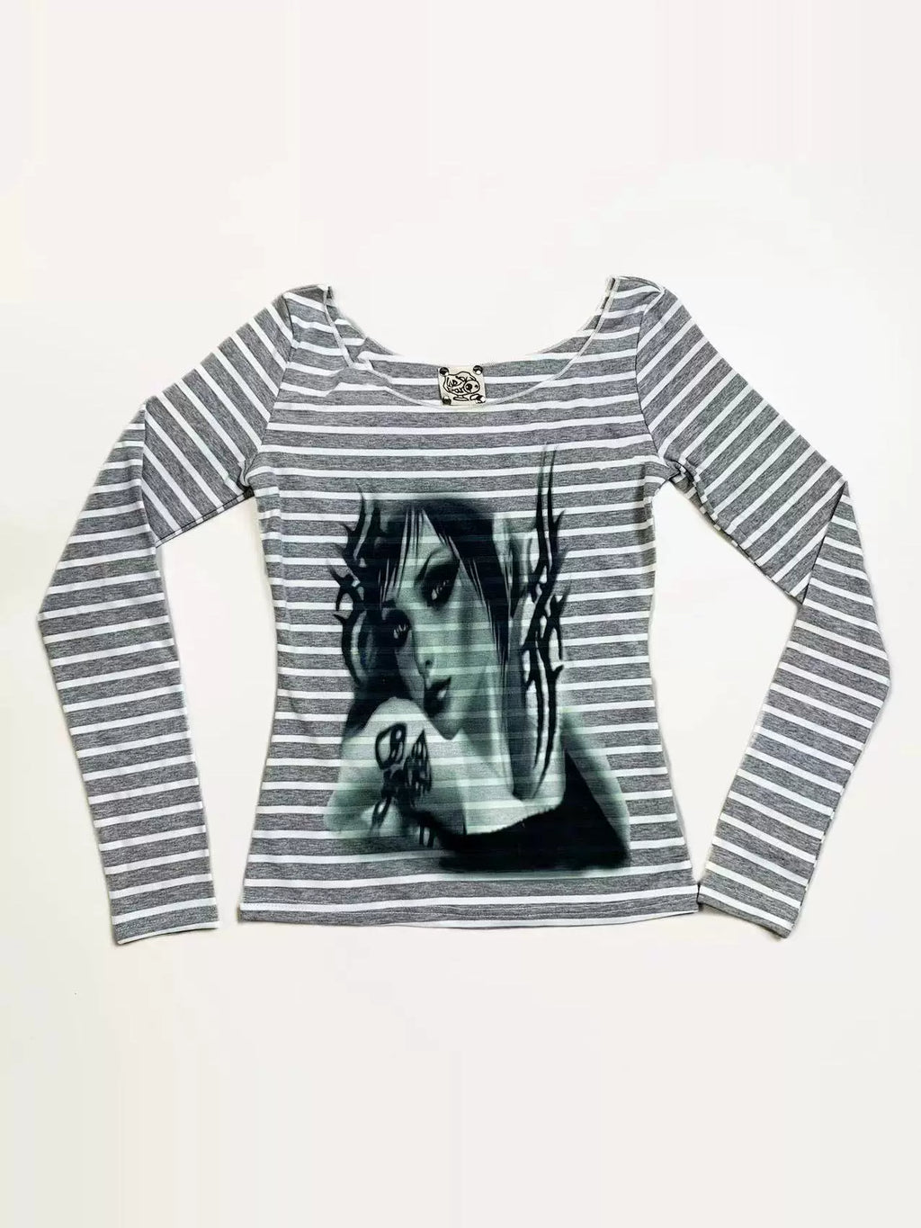 WEBBAR, Black and White Striped Slim Tee