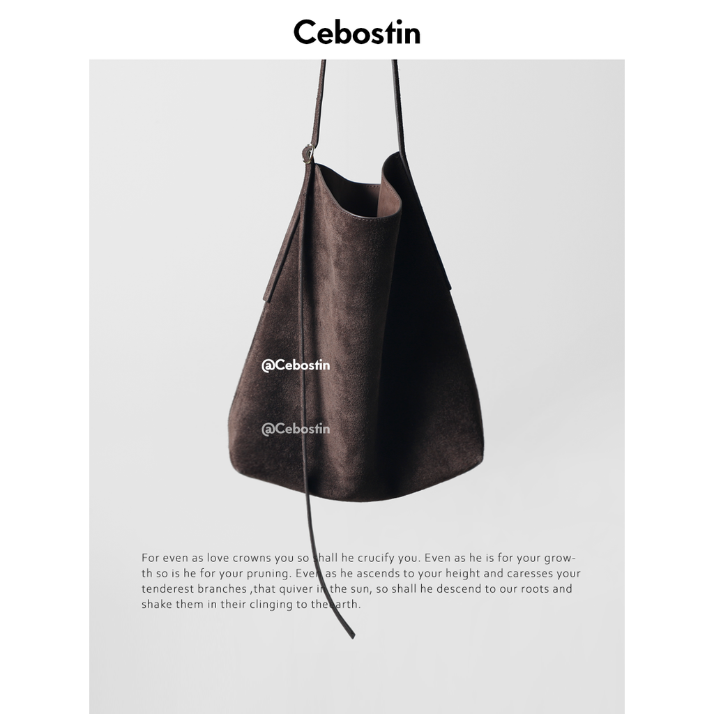 Cebostin First Layer Matte Cowhide Large Capacity Bucket Bag