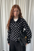 Loosesmell Polka Dot Doll Collar Long Sleeve Knitted Cardigan