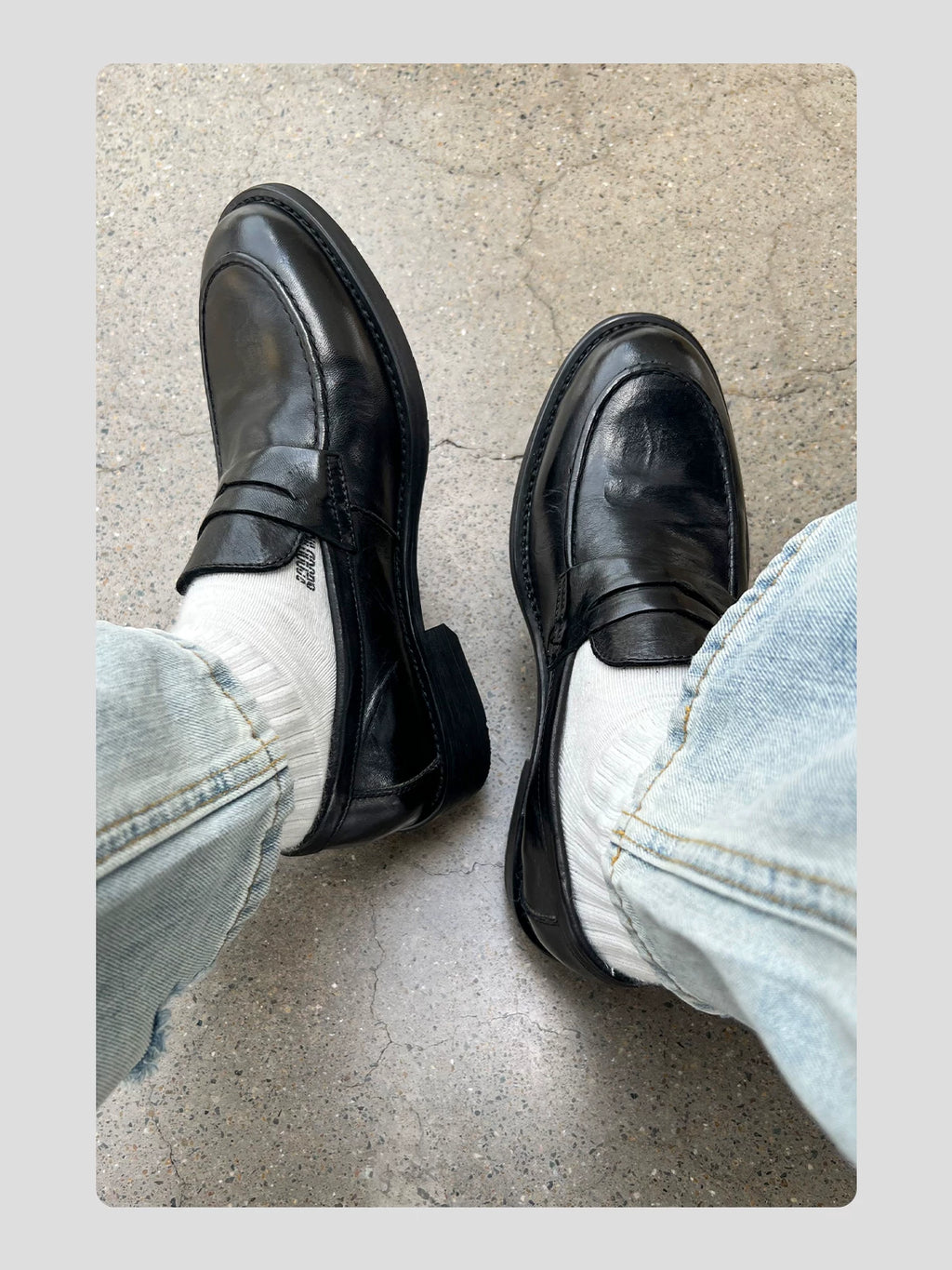 HANQIAORJI Washed Old Horse Leather One-pedal Loafers