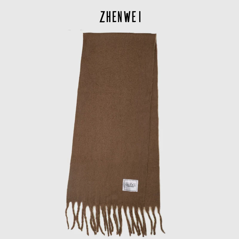 ZHENWEI Mohair Fringed Thick Big Scarf Shawl