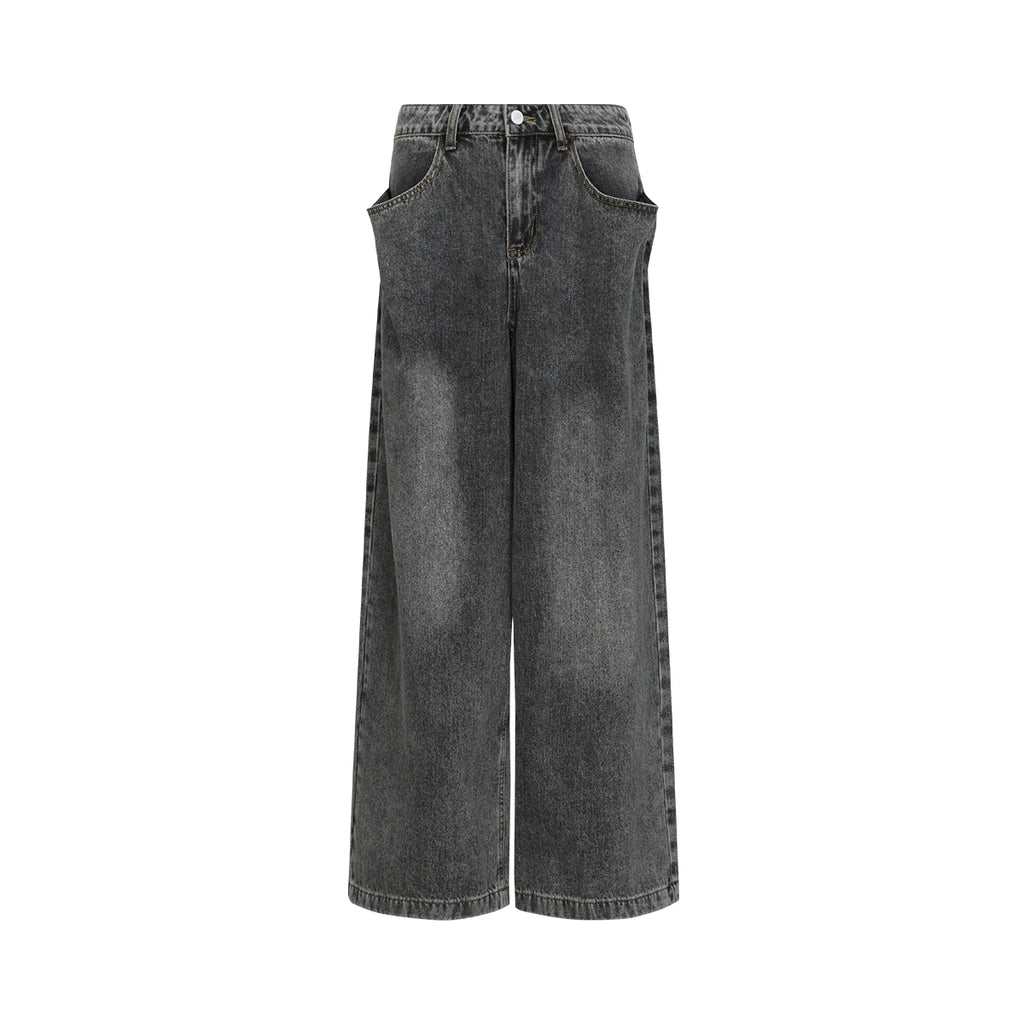 FUNKYFUN Big Moon Bag Mouth Design Washing Water Old Jeans