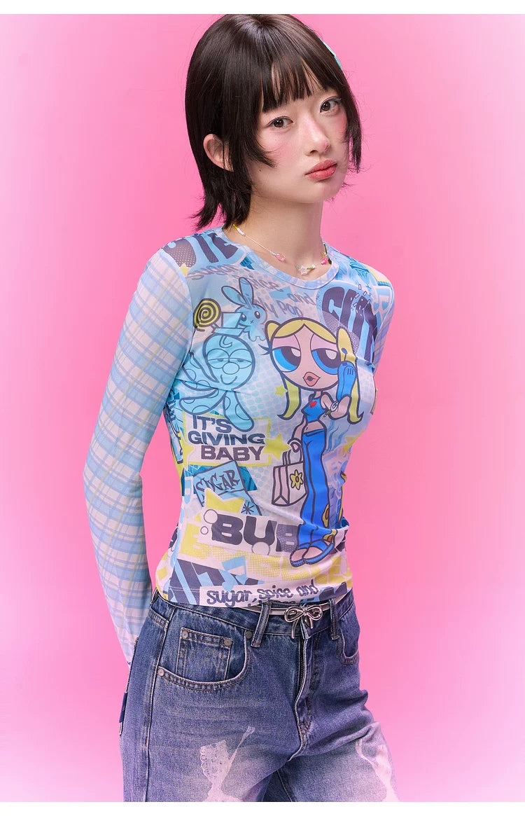 BJHG [Flying Girl Police Joint Name] Sweet and Cool Slim-fit Long Sleeve Blouse