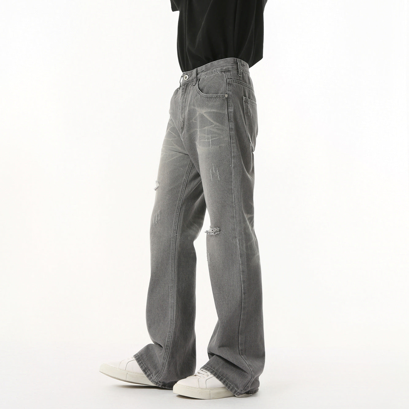 MTLCLOTHES Korean Version Versatile Fashion Micro-pull Denim Trousers