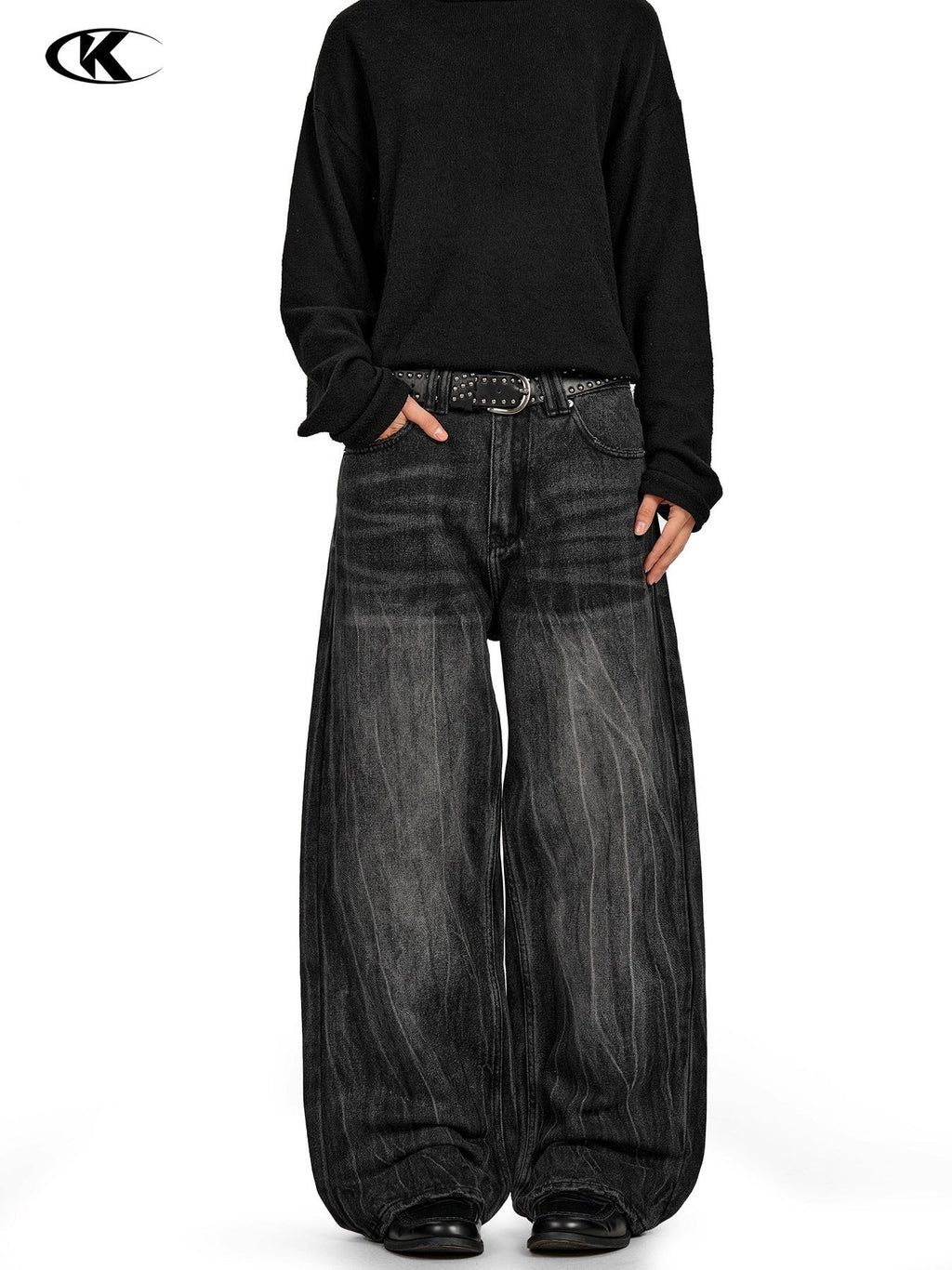 11KN Retro Straight Loose and Versatile Wide Leg Jeans