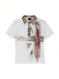 No E Mosen Flag Leopard Print Front Shoulder Tee