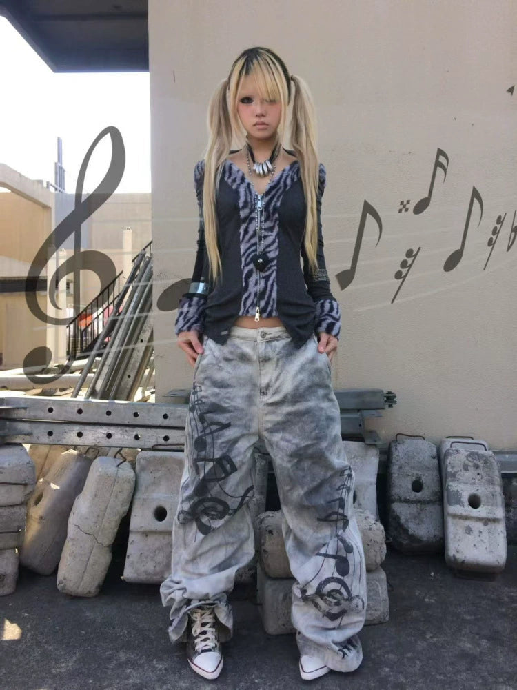 DETW 25ss * "music note" heavy industry washed Pants