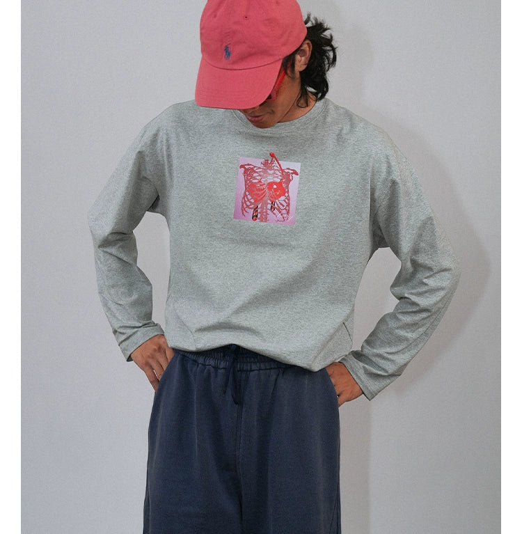 O3PARK Cherry Skull Print Long Sleeve