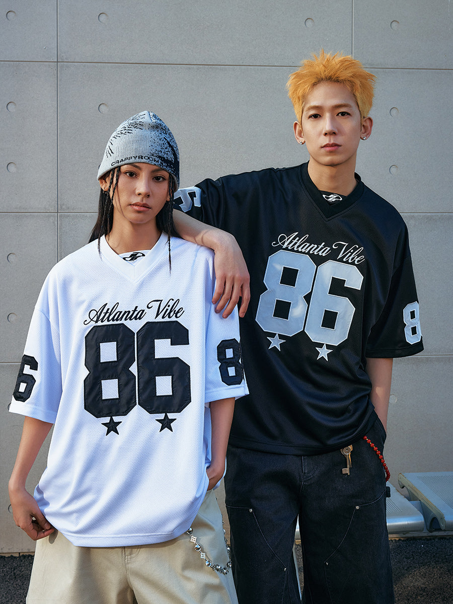 Harshandcruel  Vintage Digital Patch Embroidery Mesh Quick Drying Ice Hockey Tee