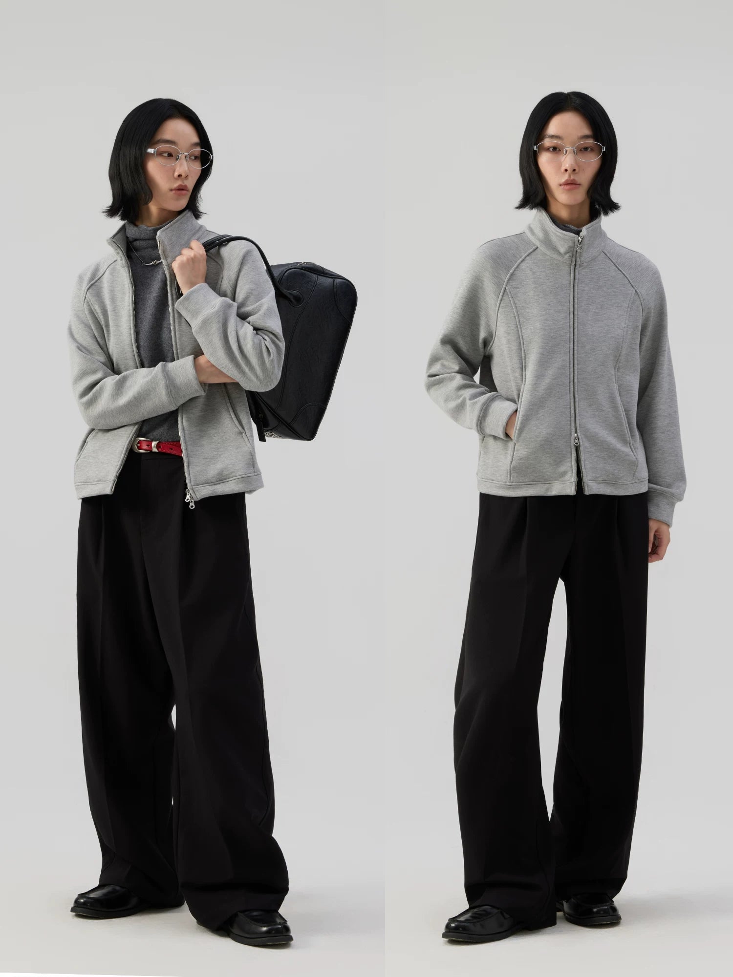 Sameuoo Stand-up Collar Short Sweater Jacket