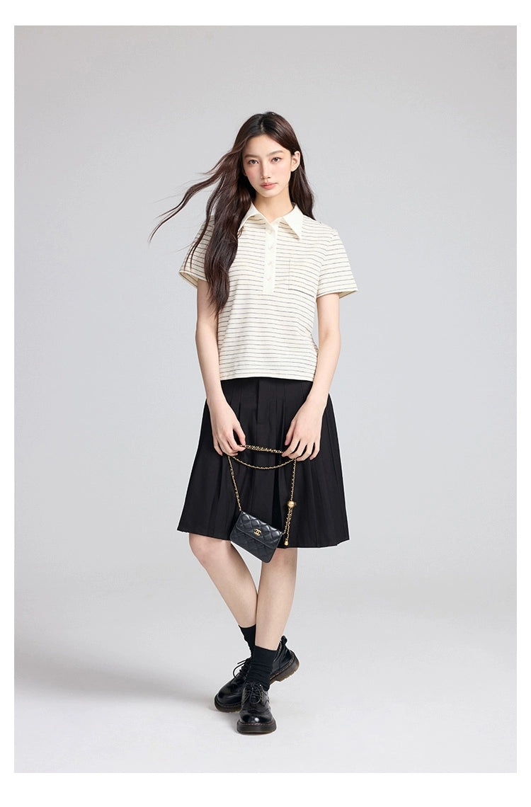 RPB BRAND Simple Lapel Striped Short-sleeved Polo Shirt