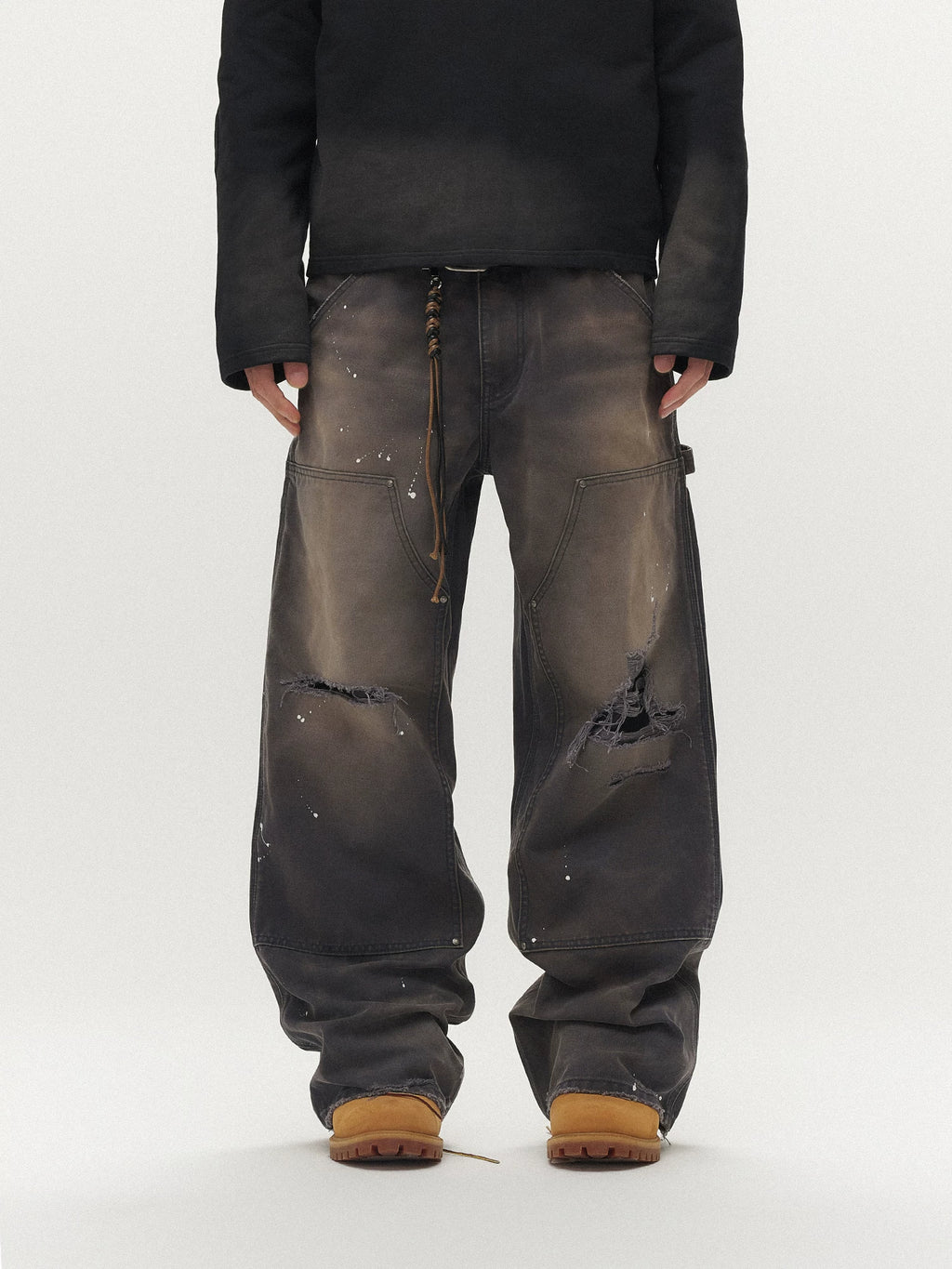 SGW Ink Splashing Loose Straight Overalls