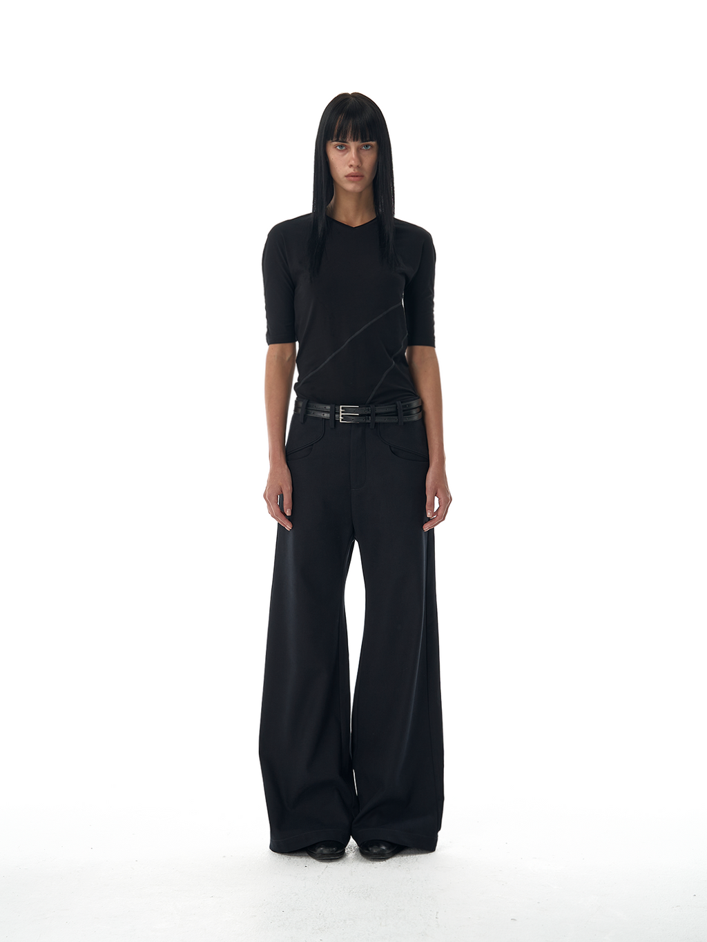 BEVAN UP Tencel A-shaped Silhouette-cut Micro-pull Trousers